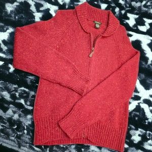 Eddie Bauer Red Pebbled Texture Zippered Cropped Cardigan